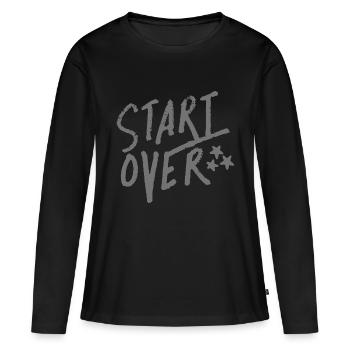 commencer et terminer - T-shirt manches longues Premium bio Femme - noir - Devant - Julia (174cm)
