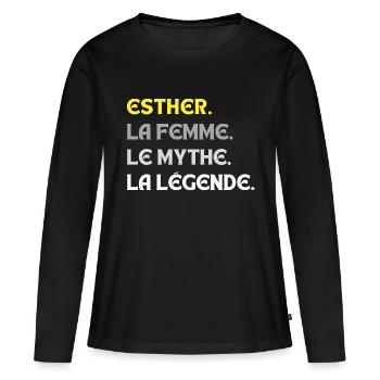 ESTHER LA FEMME LE MYTHE - T-shirt manches longues Premium bio Femme - noir - Devant - Julia (174cm)