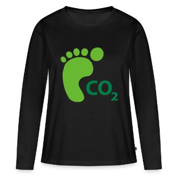 carbon_footprint - Frauen Premium Bio Langarmshirt - Schwarz - Vorne - Julia (174cm)