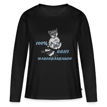 Raccoon belly - Women's Premium Organic Long Sleeve Shirt - black - Front - Julia (174cm)