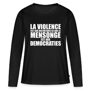 mensonge democratrique - T-shirt manches longues Premium bio Femme - noir - Devant - Julia (174cm)