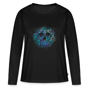 Splash Skull - T-shirt manches longues Premium bio Femme - noir - Devant - Julia (174cm)