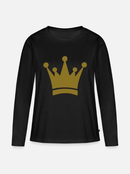 gold crown - Frauen Premium Bio Langarmshirt - Schwarz