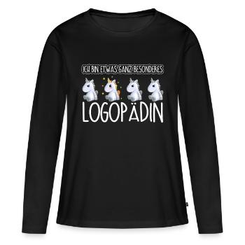 LOGOPÄDIN - Toll - Frauen Premium Bio Langarmshirt - Schwarz - Vorne - Julia (174cm)