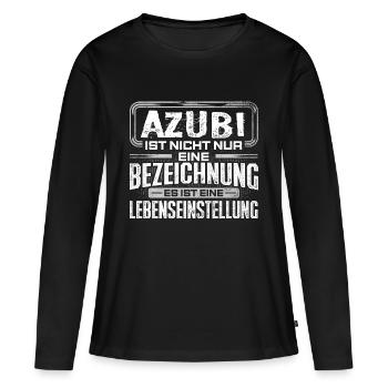 AZUBI - Leben - Frauen Premium Bio Langarmshirt - Schwarz - Vorne - Julia (174cm)