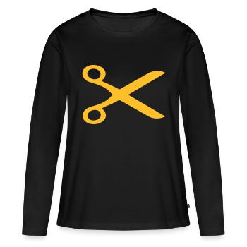 Friseur Schere - Frauen Premium Bio Langarmshirt - Schwarz - Vorne - Julia (174cm)