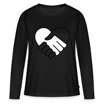 Coeur main dans la main blanc-incolore - T-shirt manches longues Premium bio Femme - noir - Devant - Julia (174cm)