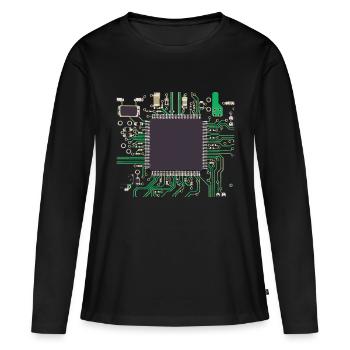 Computerchip - Frauen Premium Bio Langarmshirt - Schwarz - Vorne - Julia (174cm)