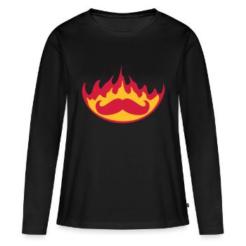 brûler feu flammes chaud torche mustache cordon - T-shirt manches longues Premium bio Femme - noir - Devant - Julia (174cm)