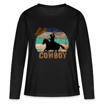 Cow-boy - T-shirt manches longues Premium bio Femme - noir - Devant - Julia (174cm)
