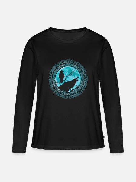 Odins Raben Hugin und Munin Wikinger - Frauen Premium Bio Langarmshirt - Schwarz