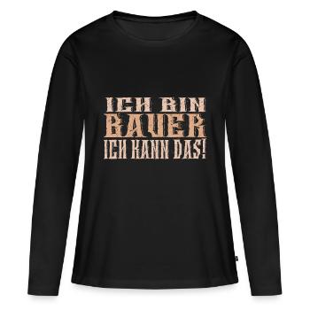 Ich bin Bauer - Frauen Premium Bio Langarmshirt - Schwarz - Vorne - Julia (174cm)