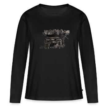 shop copie - T-shirt manches longues Premium bio Femme - noir - Devant - Julia (174cm)