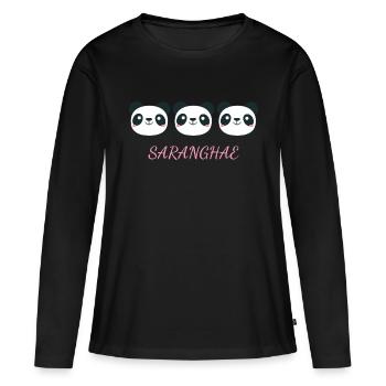 Liebe Koreanisch Sprache - Frauen Premium Bio Langarmshirt - Schwarz - Vorne - Julia (174cm)