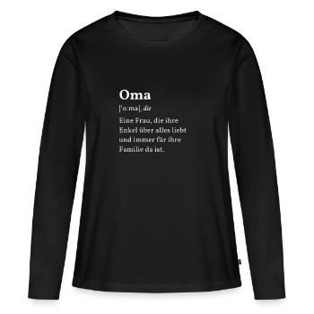 Oma - Frauen Premium Bio Langarmshirt - Schwarz - Vorne - Julia (174cm)