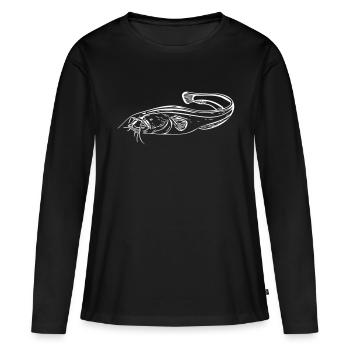 Wels - Angler - Frauen Premium Bio Langarmshirt - Schwarz - Vorne - Julia (174cm)