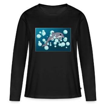 DOLPHIN AND BUBBLES - Women's Premium Organic Long Sleeve Shirt - black - Front - Julia (174cm)