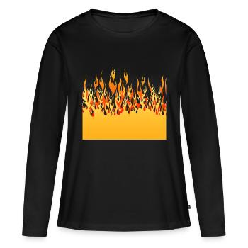 feu flamme flame mur - T-shirt manches longues Premium bio Femme - noir - Devant - Julia (174cm)