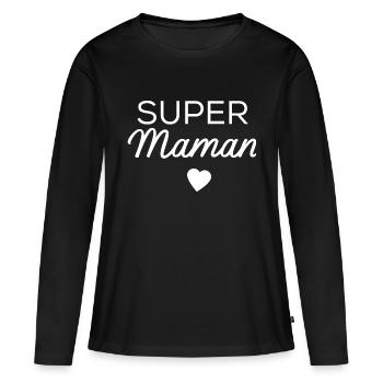 Super maman - T-shirt manches longues Premium bio Femme - noir - Devant - Julia (174cm)