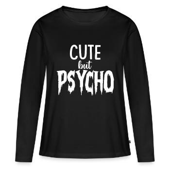 CUTE but PSYCHO - Psycho mais SÜSS - T-shirt manches longues Premium bio Femme - noir - Devant - Julia (174cm)