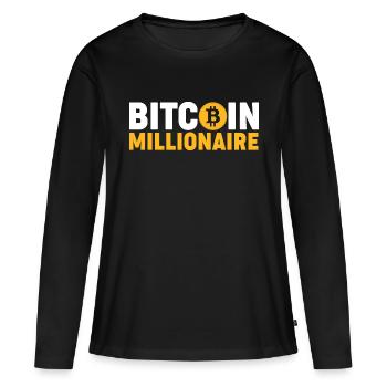 Bitcoin Millionaire - T-shirt manches longues Premium bio Femme - noir - Devant - Julia (174cm)