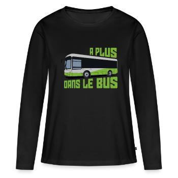 BUS - T-shirt manches longues Premium bio Femme - noir - Devant - Julia (174cm)