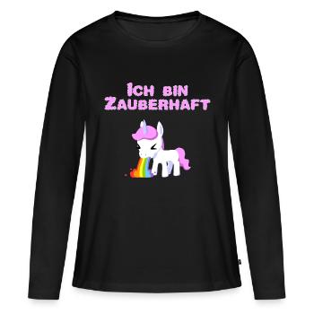 Caca Licorne Kotze Caca de Licorne - T-shirt manches longues Premium bio Femme - noir - Devant - Julia (174cm)