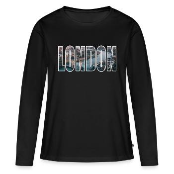 Londres - T-shirt manches longues Premium bio Femme - noir - Devant - Julia (174cm)
