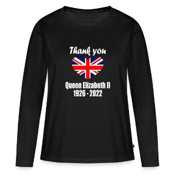 Merci Reine Elizabeth II - T-shirt manches longues Premium bio Femme - noir - Devant - Julia (174cm)