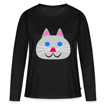 Süßes Katzengesicht - Frauen Premium Bio Langarmshirt - Schwarz - Vorne - Julia (174cm)