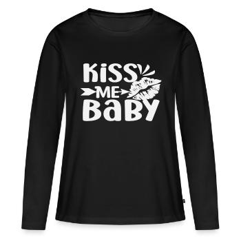 Embrasse-moi bébé - T-shirt manches longues Premium bio Femme - noir - Devant - Julia (174cm)