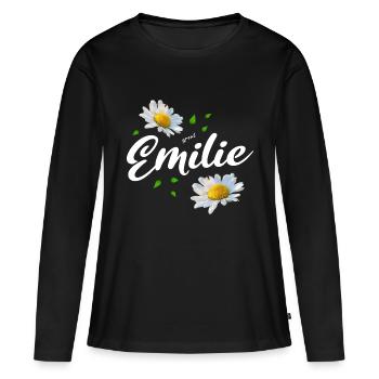 Emilie - T-shirt manches longues Premium bio Femme - noir - Devant - Julia (174cm)