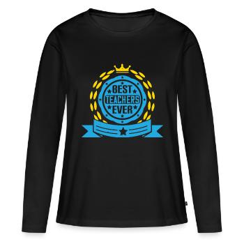 LES MEILLEURS ENSEIGNANTS DE TOUS LES TEMPS - T-shirt manches longues Premium bio Femme - noir - Devant - Julia (174cm)