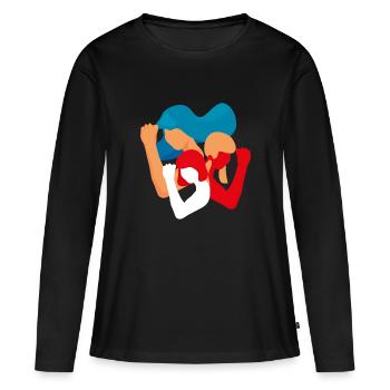 Filles et femmes Unité Pouvoir dans la diversité féministe - T-shirt manches longues Premium bio Femme - noir - Devant - Julia (174cm)