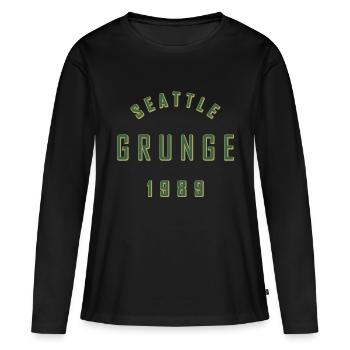 SEATTLE GRUNGE - T-shirt manches longues Premium bio Femme - noir - Devant - Julia (174cm)
