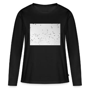 Des corbeaux excités avec un ciel nuageux - T-shirt manches longues Premium bio Femme - noir - Devant - Julia (174cm)