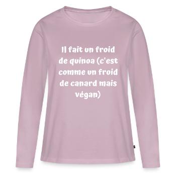 J'ai promis de vous faire rire aujourd'hui - T-shirt manches longues Premium bio Femme - rose poudré - Devant - Julia (174cm)