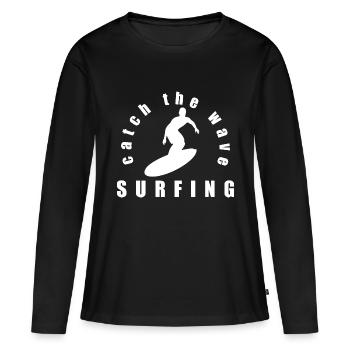 Planche de surf Surfer Sports nautiques - T-shirt manches longues Premium bio Femme - noir - Devant - Julia (174cm)