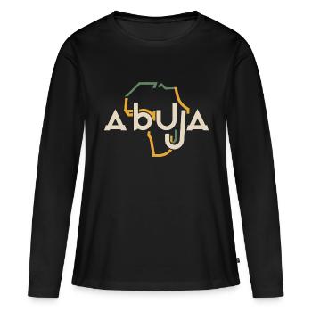 Abuja - T-shirt manches longues Premium bio Femme - noir - Devant - Julia (174cm)