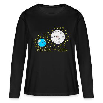 Conception mignonne de points de vue positifs de la lune et de la terre - T-shirt manches longues Premium bio Femme - noir - Devant - Julia (174cm)