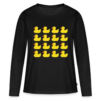 Canard en plastique - T-shirt manches longues Premium bio Femme - noir - Devant - Julia (174cm)