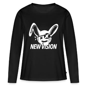 rabbit, new vision, sprüche - Frauen Premium Bio Langarmshirt - Schwarz - Vorne - Julia (174cm)