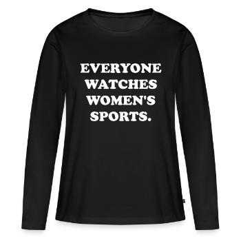 Everyone watch women’s sports - Frauen Premium Bio Langarmshirt - Schwarz - Vorne - Julia (174cm)