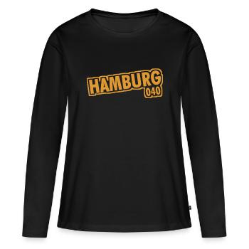Hambourg - 040 - Ville hanséatique - Alster - Elbe - T-shirt manches longues Premium bio Femme - noir - Devant - Julia (174cm)