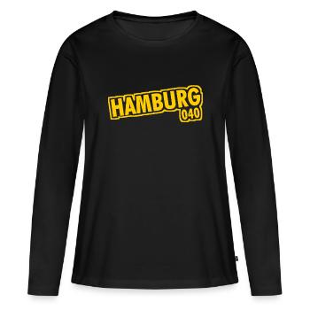 Hambourg - 040 - Ville hanséatique - Alster - Elbe - T-shirt manches longues Premium bio Femme - noir - Devant - Julia (174cm)