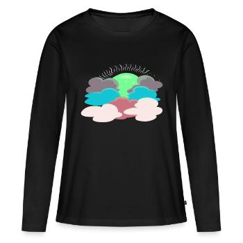 Soleil derrière les nuages - T-shirt manches longues Premium bio Femme - noir - Devant - Julia (174cm)