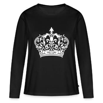 Symbole de la couronne Roi Reine - T-shirt manches longues Premium bio Femme - noir - Devant - Julia (174cm)