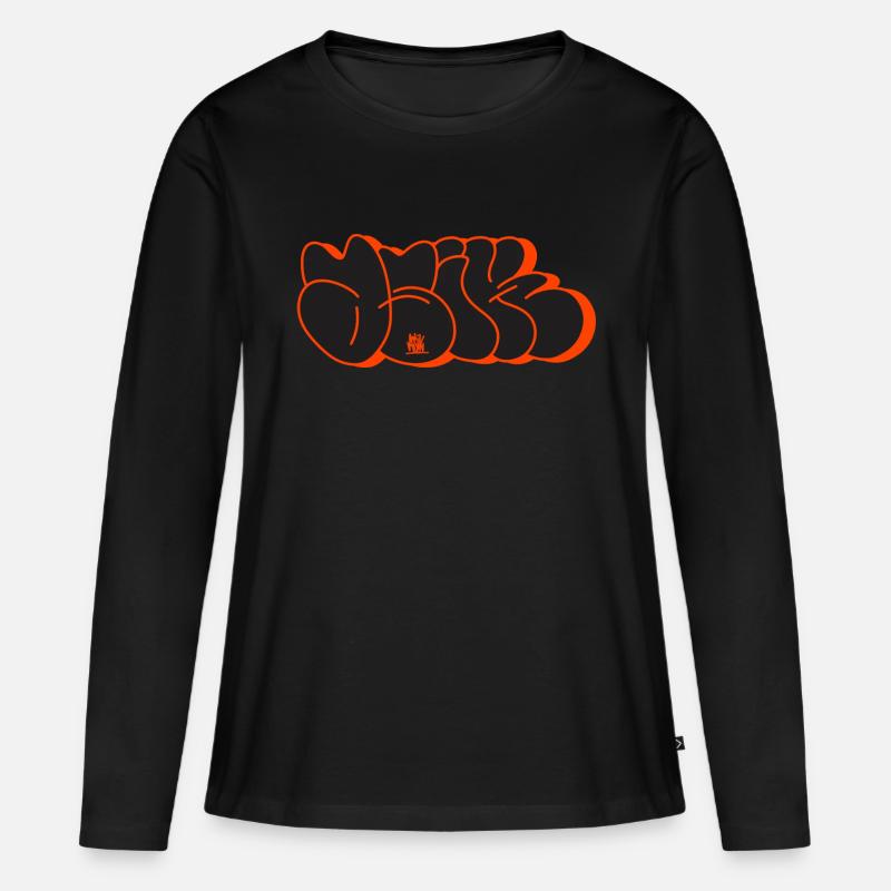 Asik Graffiti Throwup Simple Style Alphabet - Frauen Premium Bio Langarmshirt - Schwarz