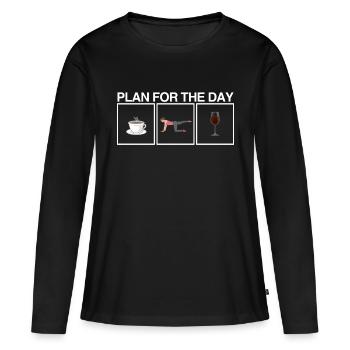 plan for the day yoga pilates meditation - Women's Premium Organic Long Sleeve Shirt - black - Front - Julia (174cm)