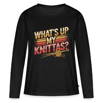 Creative humor for knitting lovers - Women's Premium Organic Long Sleeve Shirt - black - Front - Julia (174cm)
